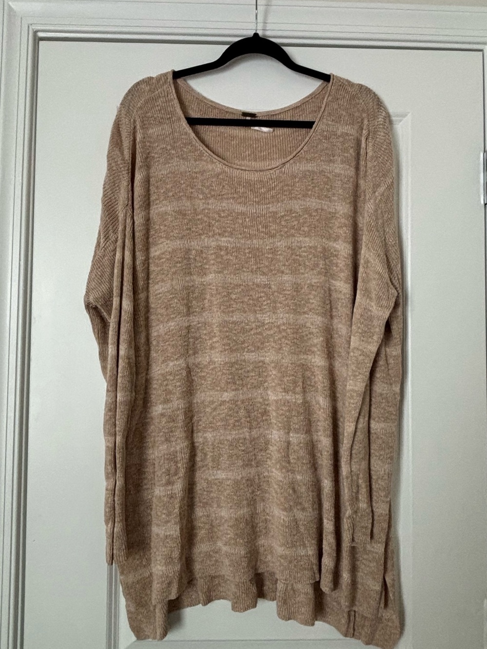 Free People Tan and Cream Striped Sweater